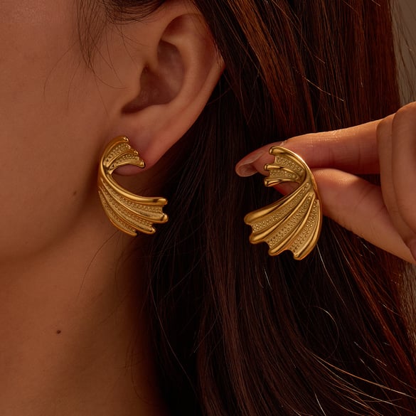 1 Pair Simple Series Daily Turtle Stainless Steel   Gold Color  Women's Stud Earrings