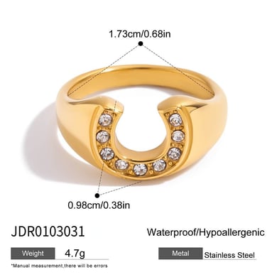 Anello minimalista a forma di U in acciaio inossidabile color oro h5 Immagine2