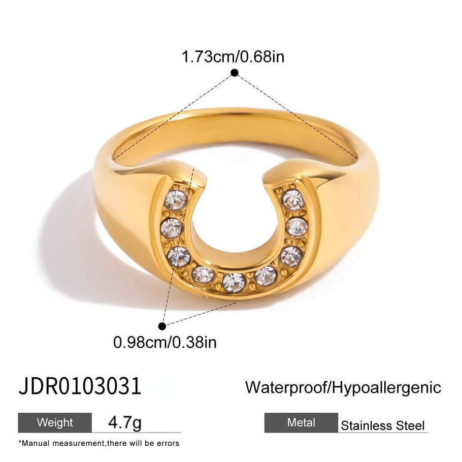 Anello minimalista a forma di U in acciaio inossidabile color oro Immagine2