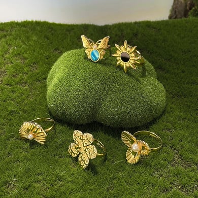 Retro Blume Edelstahl Gold Farbe Einstellbare Ringe h5 Bild6