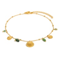 Armband met schelphanger en kraaltjes - goud 