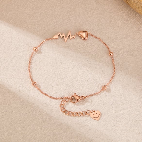 Bracelet chaîne en acier inoxydable pour femme, série Simple, motif cœur simple, 1 pièce