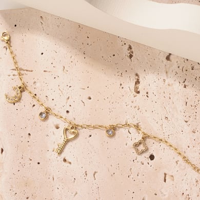 Braccialetti con ciondolo a forma di chiave a forma di cuore in acciaio inossidabile color oro da donna h5 Immagine6