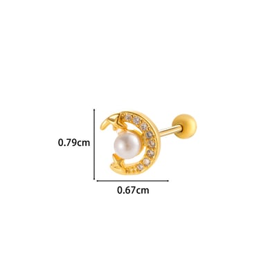 1 Stück Simple Series Simple Sonne/Mond Kupfer Gold Farbe Zirkon Damen Piercings Ohrringe h5 Bild2