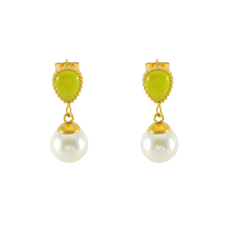 Eleganti orecchini pendenti in acciaio inossidabile color oro 