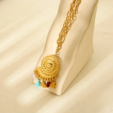 Fashion Ocean Collection Big Conch Gold Color Stainless Steel Women's Necklace h5 Picture4