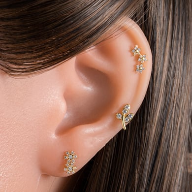 1 paire de boucles d&#39;oreilles piercing pour femme en forme de cœur simple, couleur cuivre et or, zircone h5 Image4
