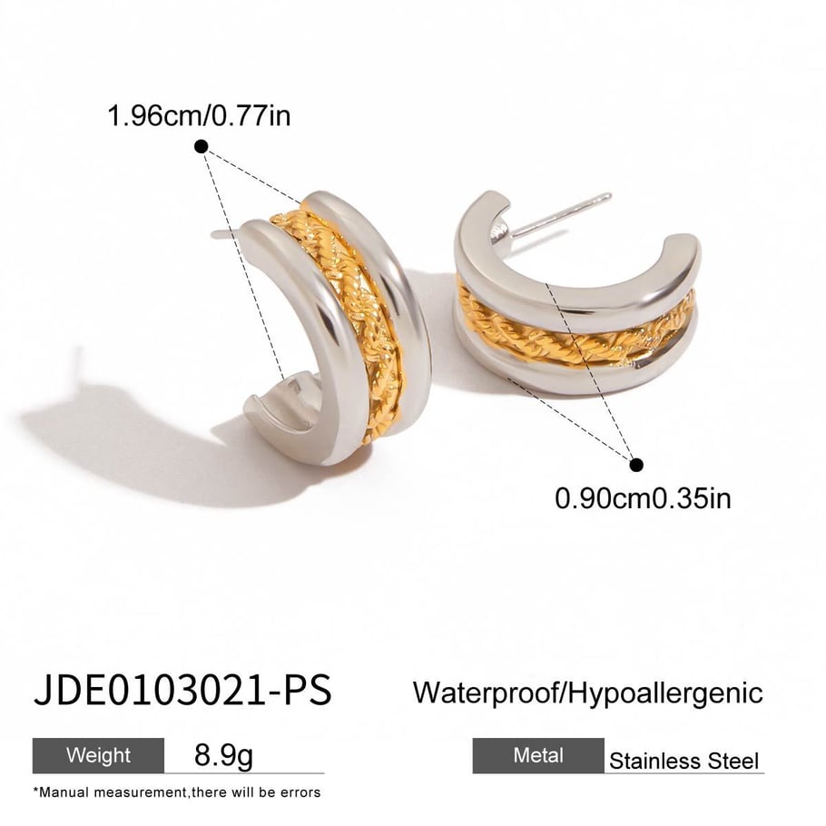 Pendientes geométricos clásicos de acero inoxidable en colores variados Imagen2