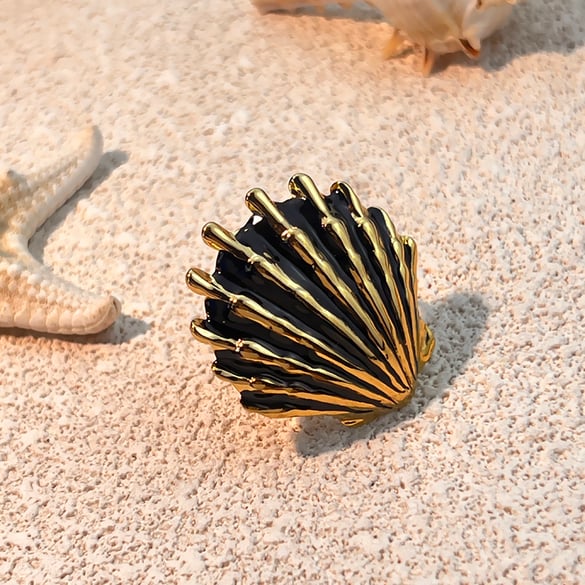 Anello con conchiglia in acciaio inossidabile
