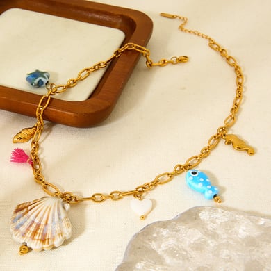 Luxuriöse Serie Vacation Turtle Edelstahl Gold Farbe Damen Anhänger Halsketten h5 Bild4