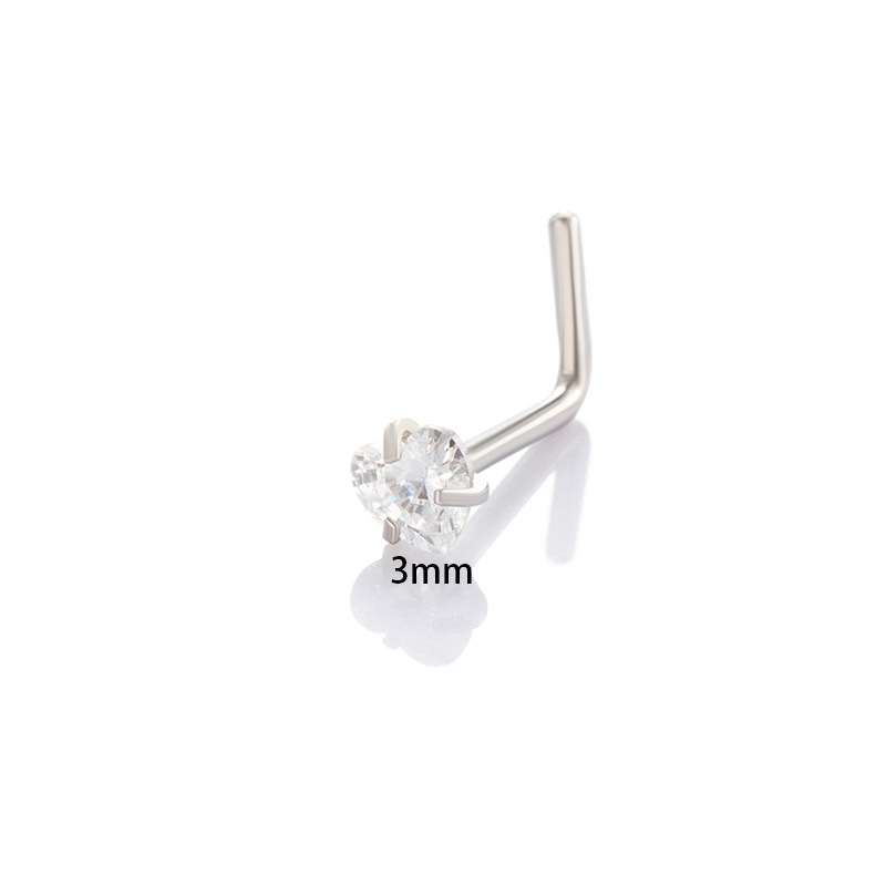 1 Paar Simple Series Simple Heart Edelstahl Kein Beschichtungsmaterial Zirkon Damen Nasenstecker Bild5