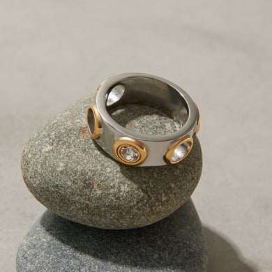 Punk Style Stainless Steel Mixed Color Statement Ring h5 Picture3