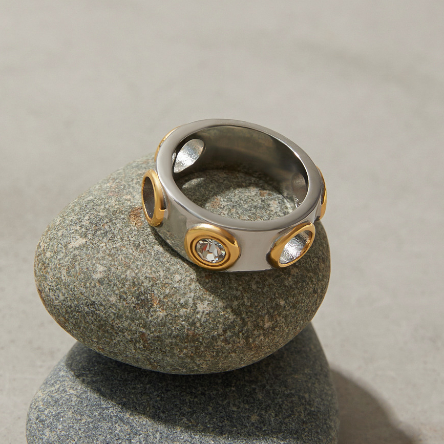 Punk Style Stainless Steel Mixed Color Statement Ring Picture3