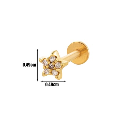 1 Pair Simple Series Simple Flower Copper   Gold Color  Zircon Women's Piercings Earrings h5 Picture2