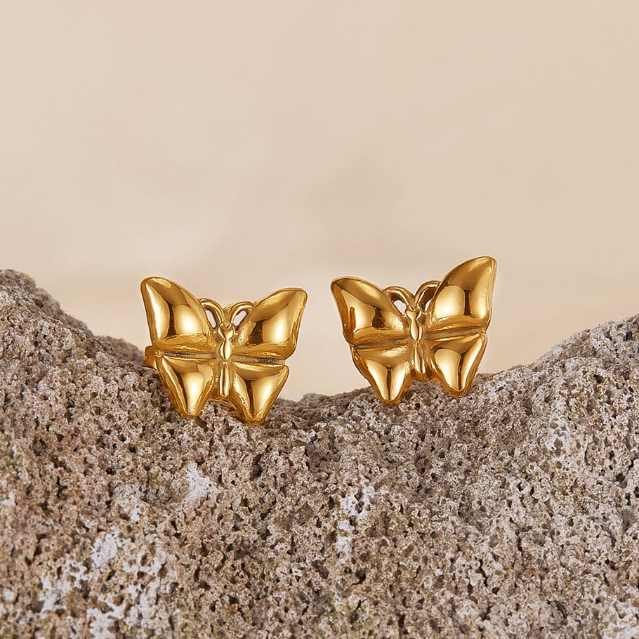 1 Pair Simple Series Daily Animal Stainless Steel Gold Color Women's Stud Earrings h5Picture7