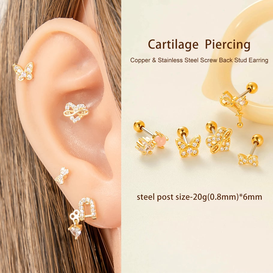 Schleife Knoten Kupfer Gold Farbe Zirkon Piercings Ohrringe Bild4