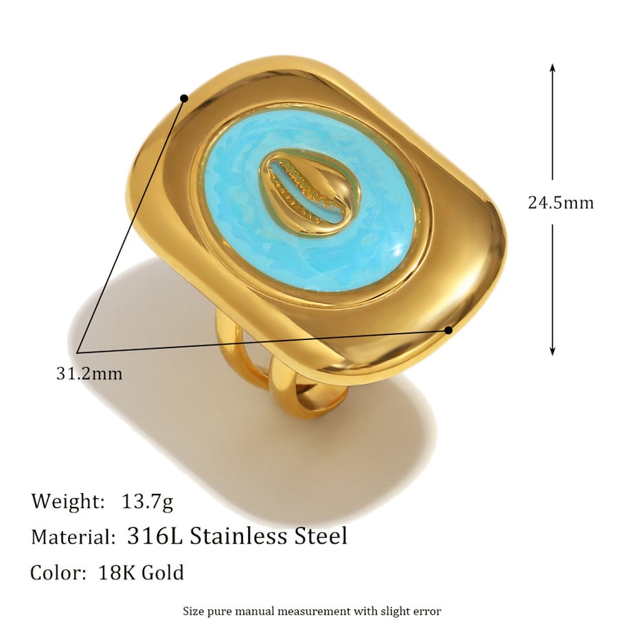 Anillos de acero inoxidable para mujer de la serie Ocean de estilo retro de lujo Imagen2