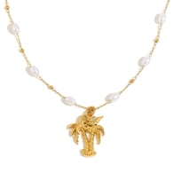 Collana con ciondolo a forma di albero di cocco in perle finte - Oro 