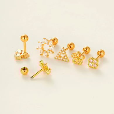 Blume Kupfer Zirkon Piercings Ohrringe h5 Bild3