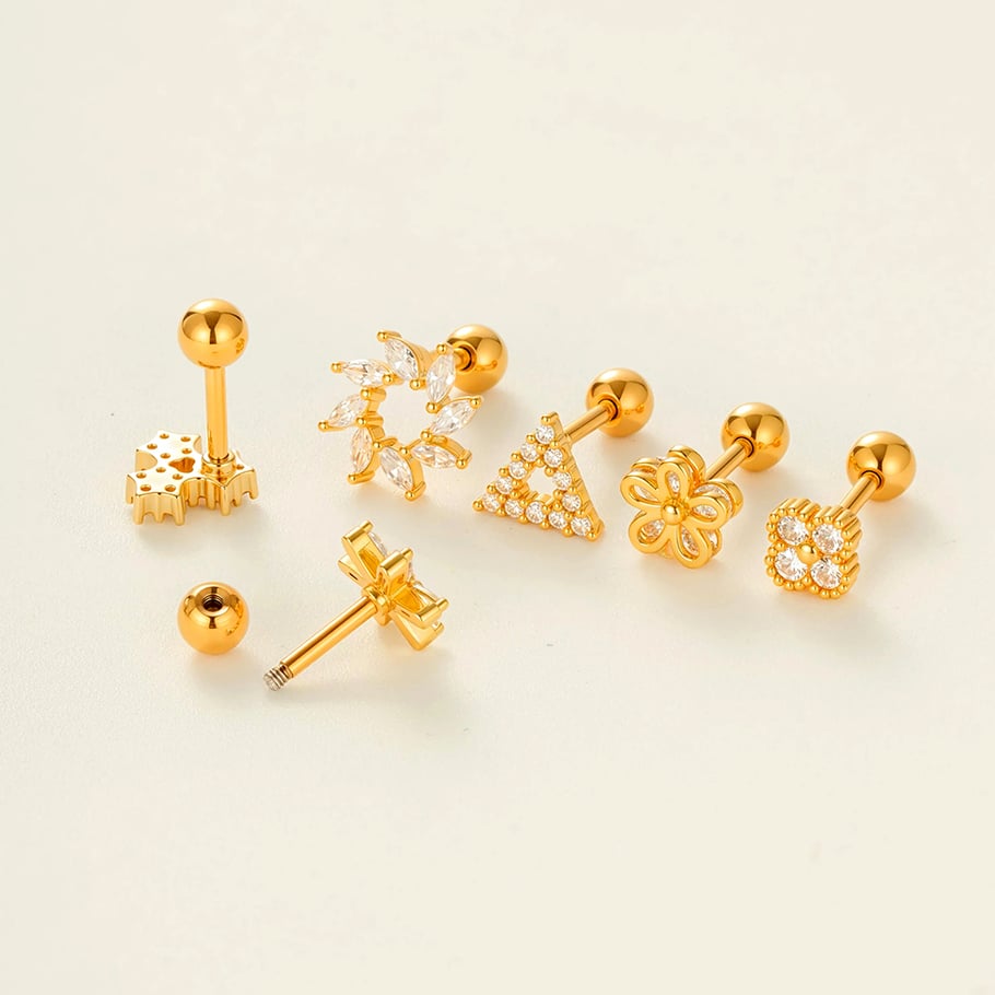 Blume Kupfer Zirkon Piercings Ohrringe Bild3