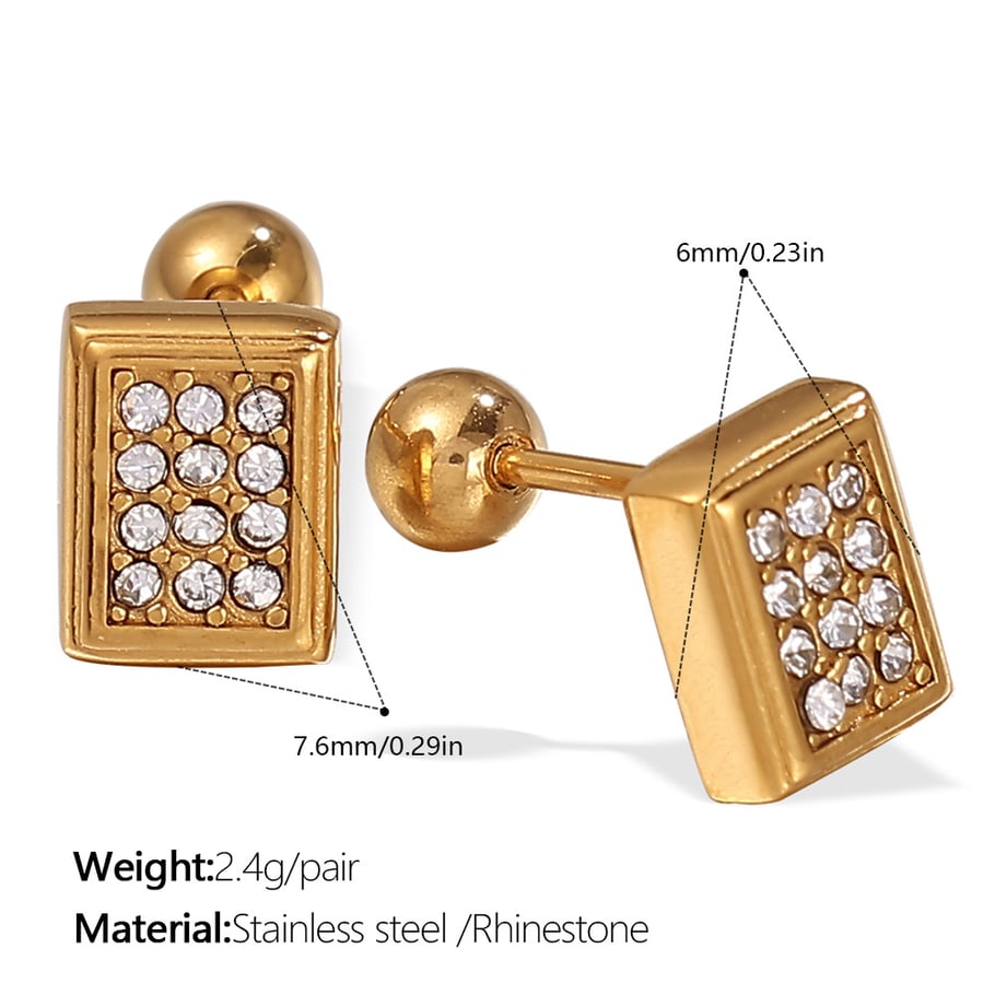 Cross Stainless Steel Gold Color Piercing Earrings