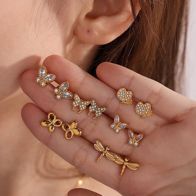 Animal Stainless Steel Gold Color Piercings Earrings h5 Picture3