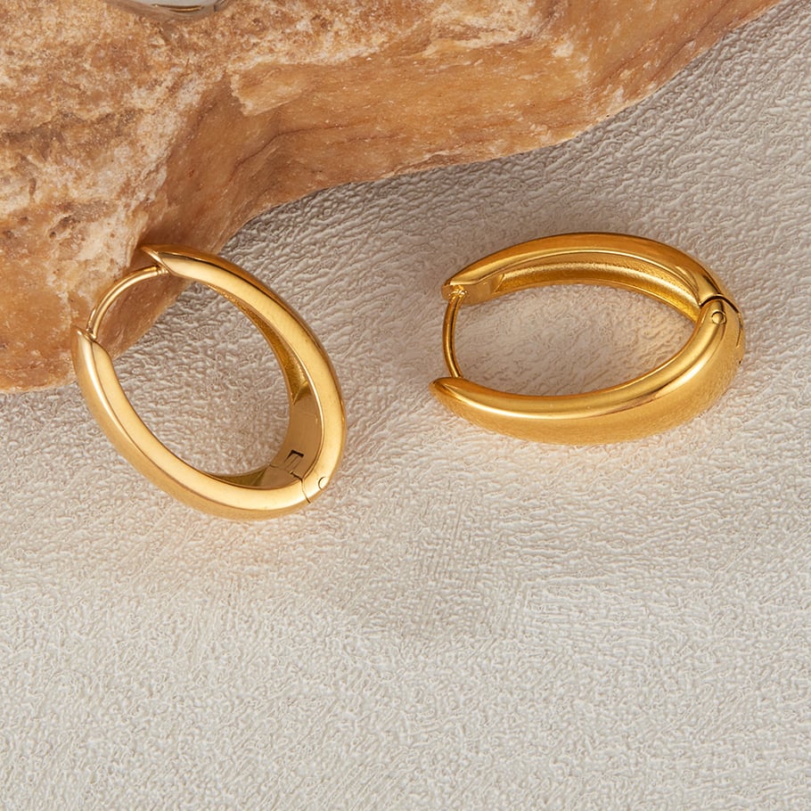 1 Paar Simple Series Tägliche geometrische Edelstahl Goldfarbene Damen-Ohrstecker Bild5