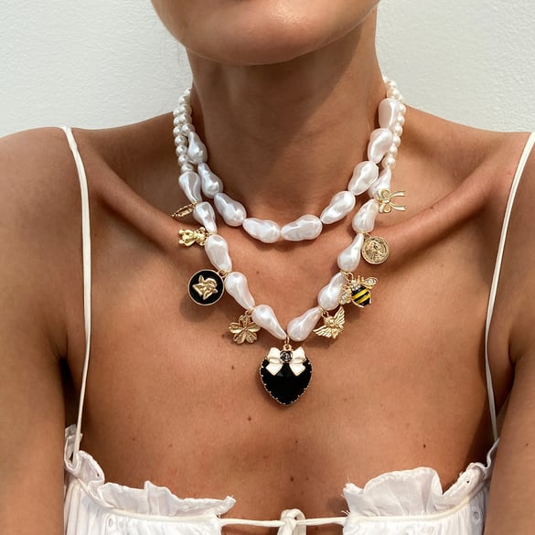 Retro Heart Alloy Layered Necklaces