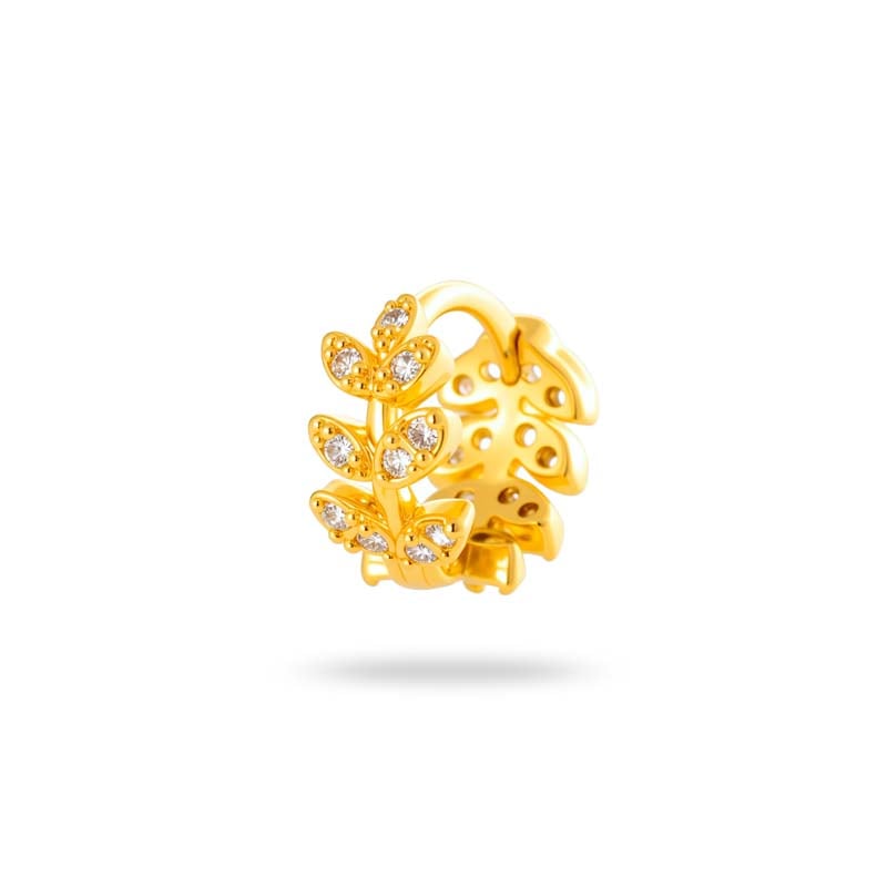 1 Piece Exquisite Copper Gold Color Zircon Women's Hoop Earrings 