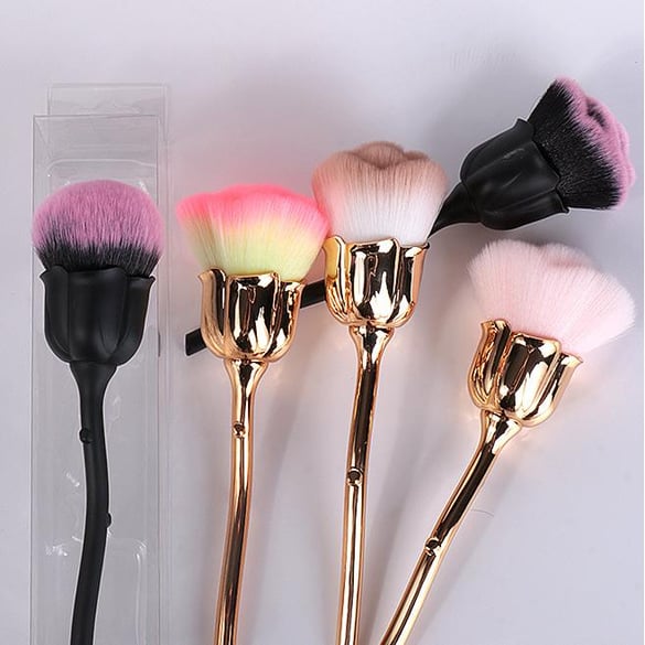 Pennello per cipria a forma di rosa, pennello per il trucco da donna 2