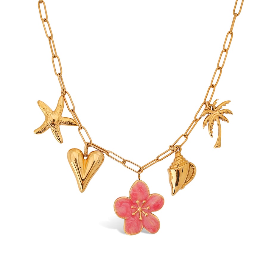 Süße Blume Edelstahl Gold Farbe Anhänger Halsketten 