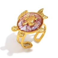 Anillo abierto de caparazón roto de aceite de tortuga - Oro morado 