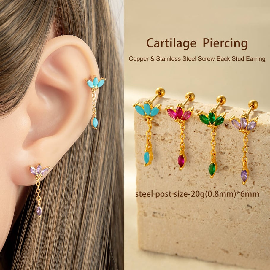 1 Pair Simple Series Simple Geometric Copper   Gold Color  Zircon Women's Piercings Earrings Picture3