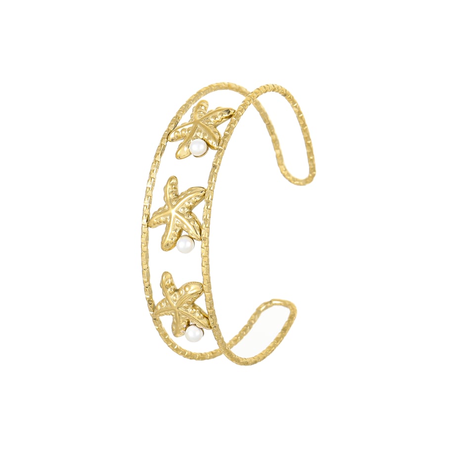 Pulseras de acero inoxidable de lujo para mujer, color dorado, con temática de caracola 
