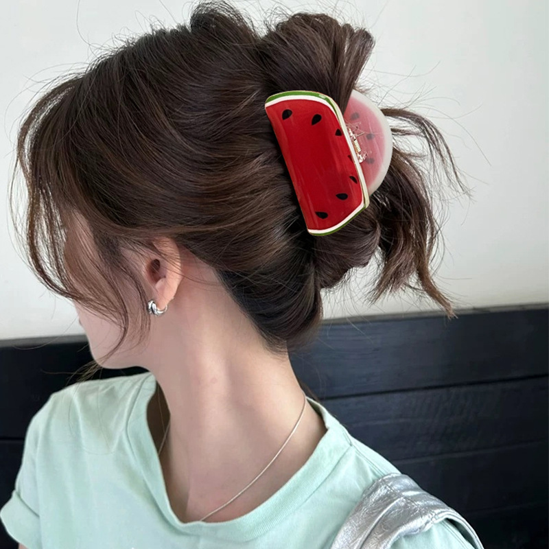 1 pezzo di fermaglio per capelli da donna in acetato della serie Fruit, stile fresco Immagine4