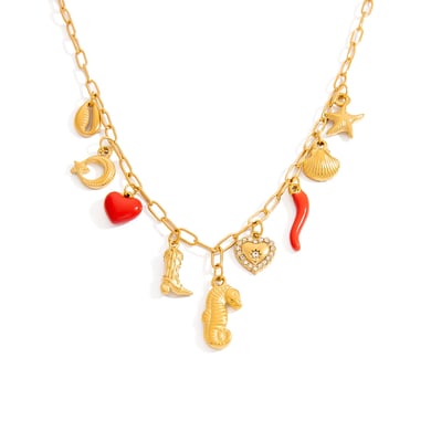 Oceanic Edelstahl-Halsketten mit goldfarbenem Anhänger h5 