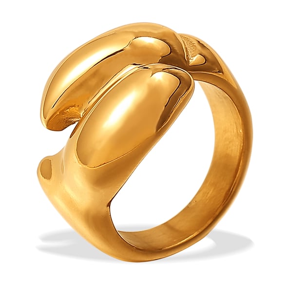Anello semplice in acciaio inossidabile color oro con torsione