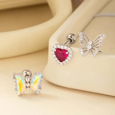1 Pair Simple Series Simple Heart Copper   Gold Color  Zircon Women's Piercings Earrings h5 Picture7