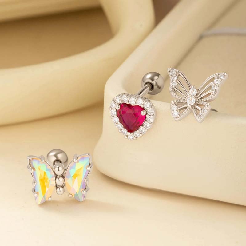 1 Pair Simple Series Simple Heart Copper   Gold Color  Zircon Women's Piercings Earrings Picture7