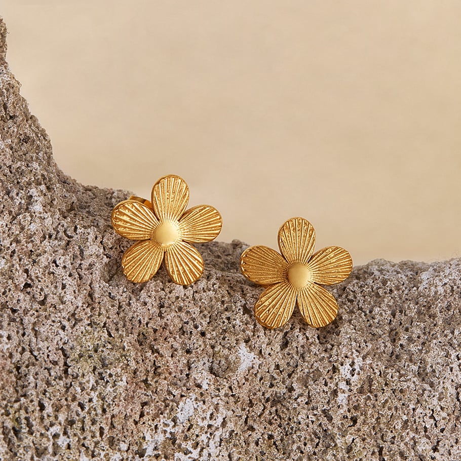 1 Paar Simple Series Daily Flower Edelstahl Goldfarben Damen Ohrstecker Bild3