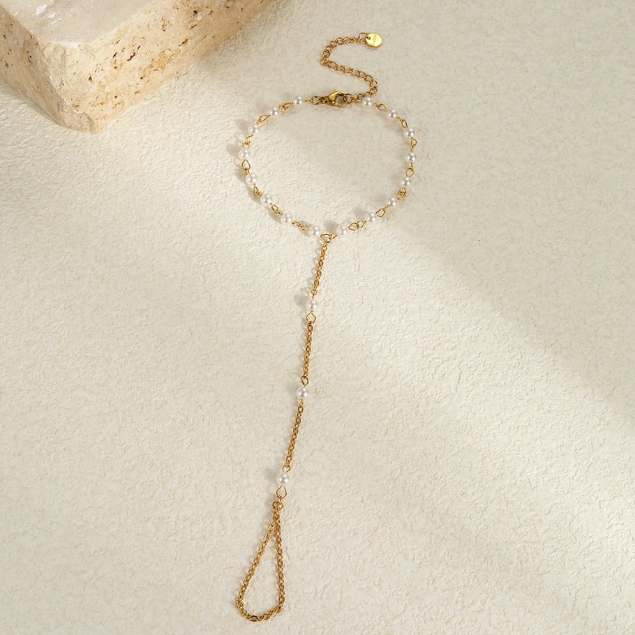 1 Paar einfache Serie elegante Kette Edelstahl Gold Farbe Damen Kettenarmbänder Bild3