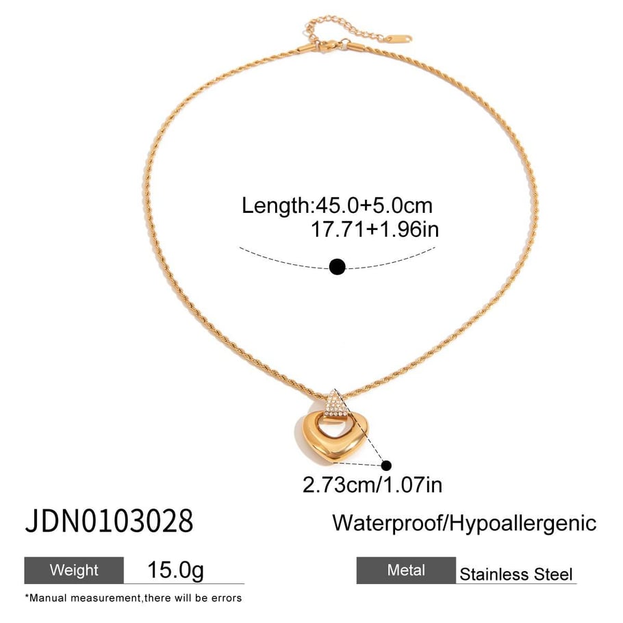 Retro Heart Stainless Steel Gold Color Pendant Necklaces