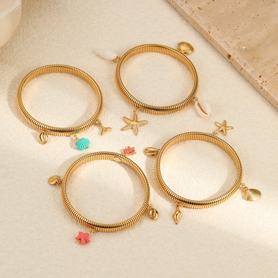 1 Piece Romantic Series Vacation  Gold Color  Women's Bangles Picture2