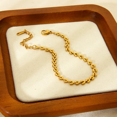 Simple Series Daily Heart Stainless Steel   Gold Color Unisex Chain Bracelets h5 Picture3