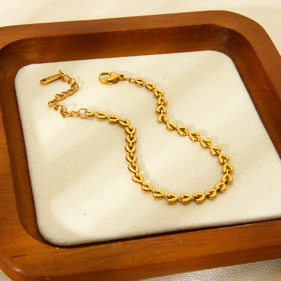 Simple Series Daily Heart Stainless Steel   Gold Color Unisex Chain Bracelets Picture3