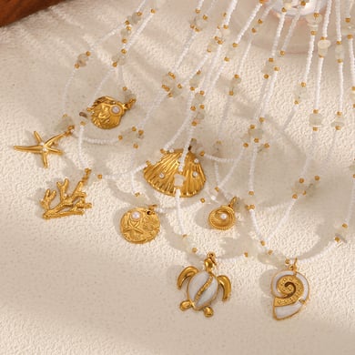 Ins Style Oceanic Edelstahl Gold Farbe Anhänger Halsketten h5 Bild2
