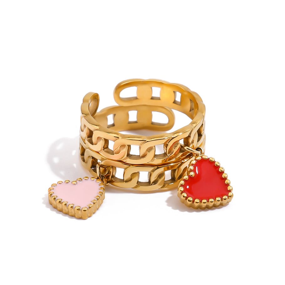 Retro Hart Roestvrijstalen Goudkleurige Statement Ringen Afbeelding4