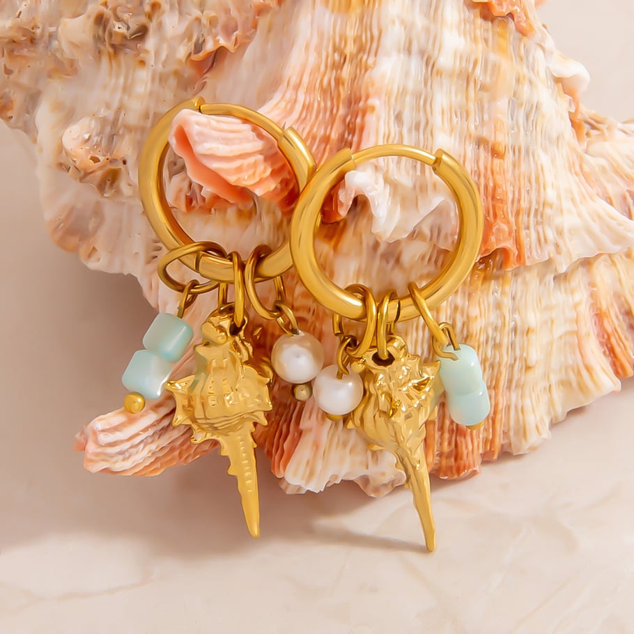 1 Paar einfache Serie Edelstahl Gold Farbe Damen Tropfen Ohrringe Bild5