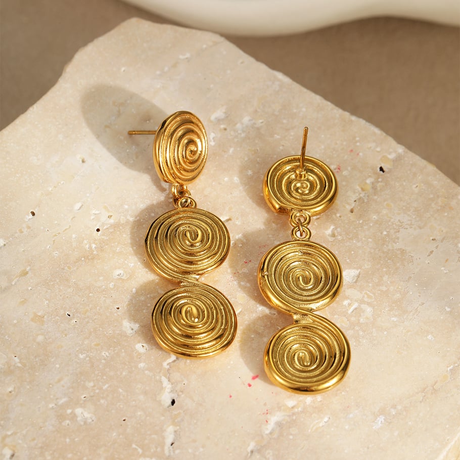 1 Pair Simple Series Daily Geometric Stainless Steel Gold Color Women's Dangle Earrings h5Picture3