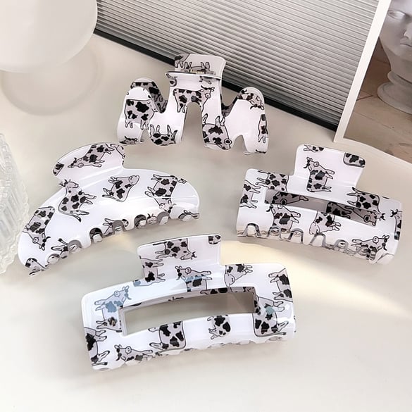 1 Paar einfache Serie süße Cartoon PVC Damen Haarklammern 2